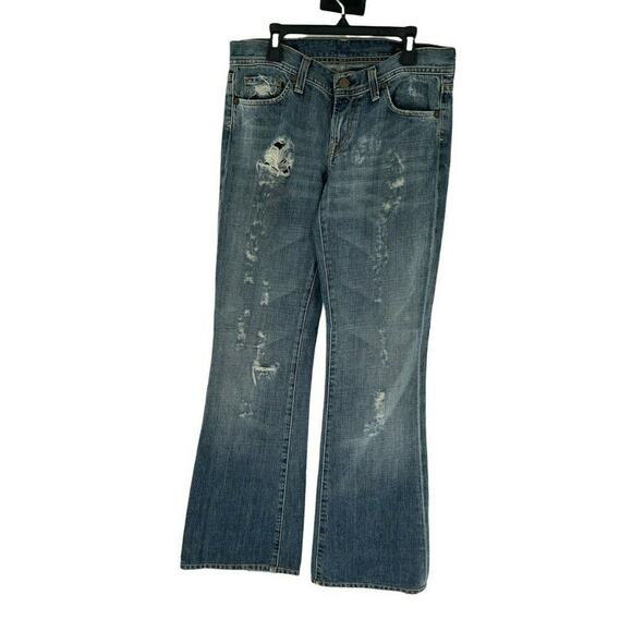 Citizen Of Humanity Denim Jeans Womens Size 28 Bootcut Low Rise Whiskers Blue - Picture 2 of 10